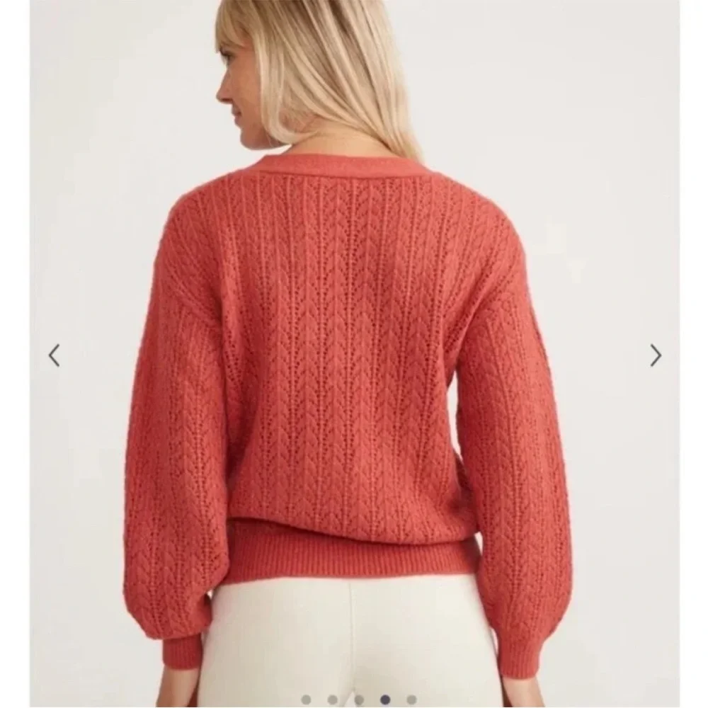 Marine Layer Evelyn Alpaca Blend Knit Sweater in Coral/ Mineral Red​